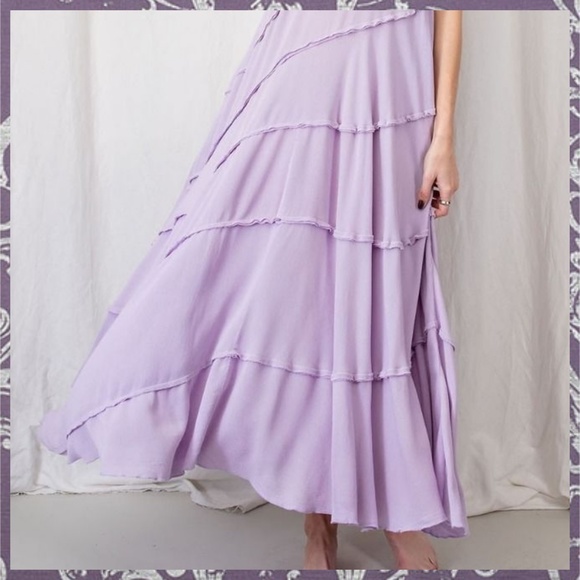 EASEL "Sun Seeker" Sexy Flowy Maxi Sundress W/Raw Seams & Back Self-Tie Details - Picture 10 of 16